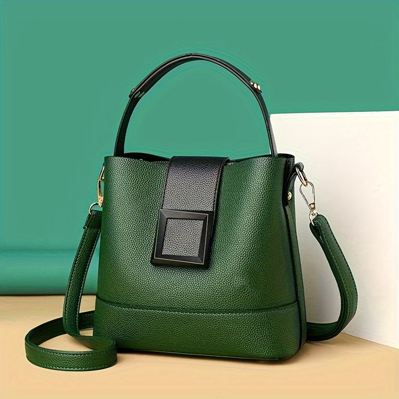 Stylish bucket bag for women, light and versatile with adjustable strap and zipper closure.