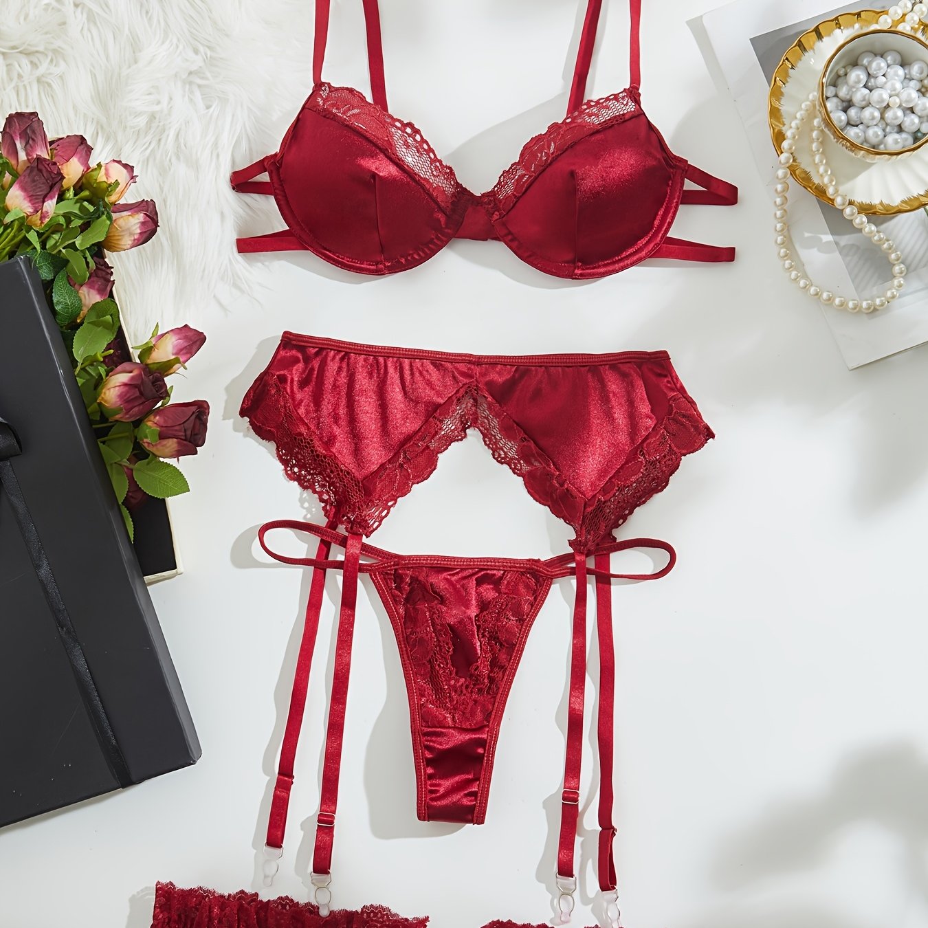 High-end Four-piece Sexy Lingerie Set from Europe and America.