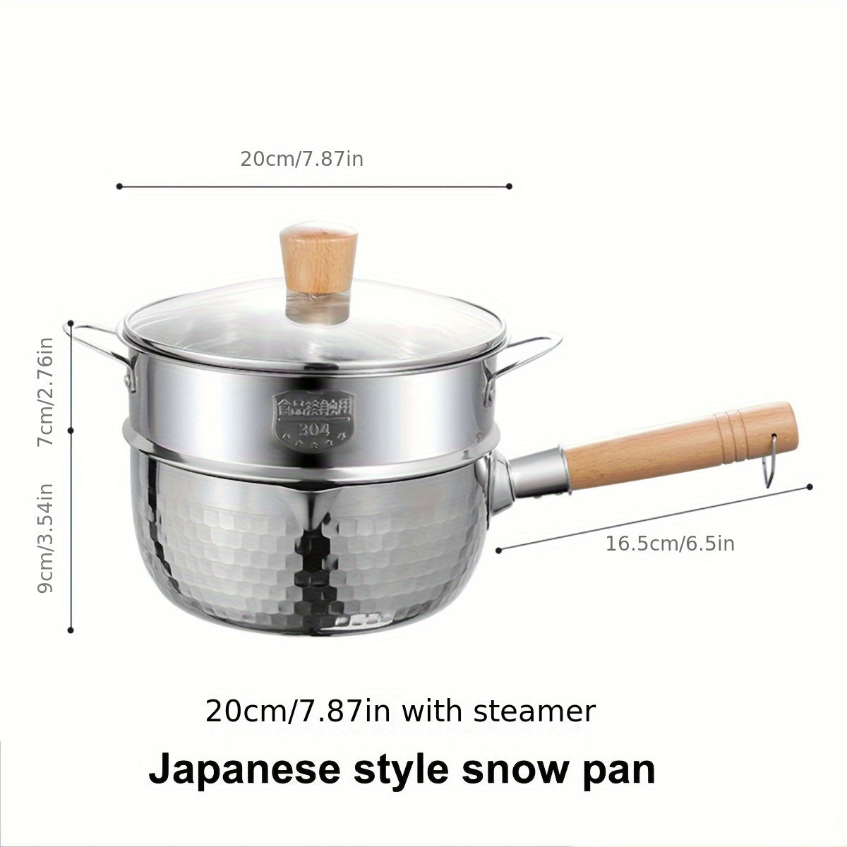 Japanese Stainless Steel Snow Pan, Household Small Milk Pan, Non-stick Pan for Food Supplements, Cooking Noodle Soup Pan, Suitable for Electromagnetic Stove, 1 Piece