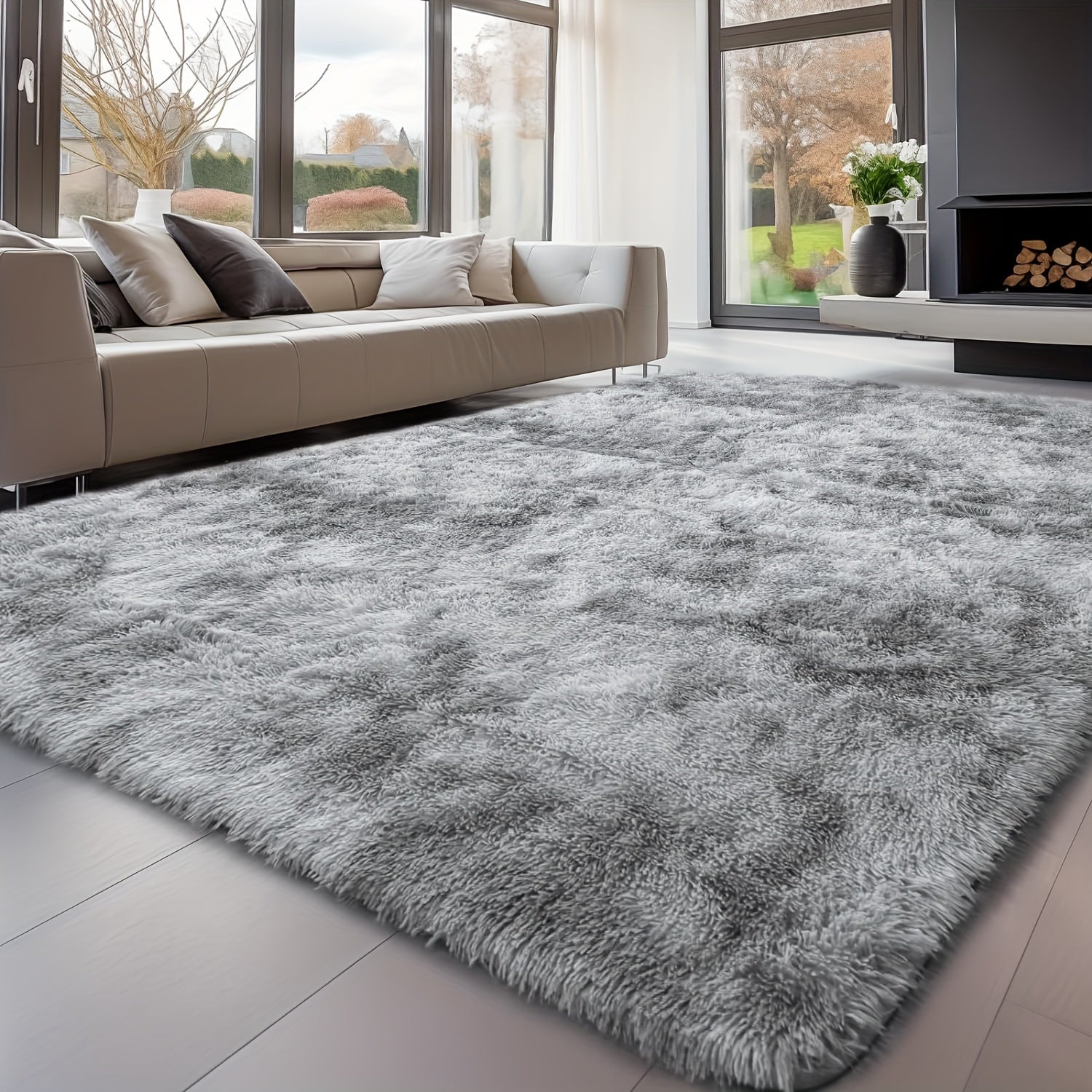 1 piece of Fluffy Area Rug made from machine-washable polyester sponge material. This non-slip modern plush carpet is lightweight, soft, and comfortable, perfect for indoor use in bedrooms, living rooms, and dorms for added decor.