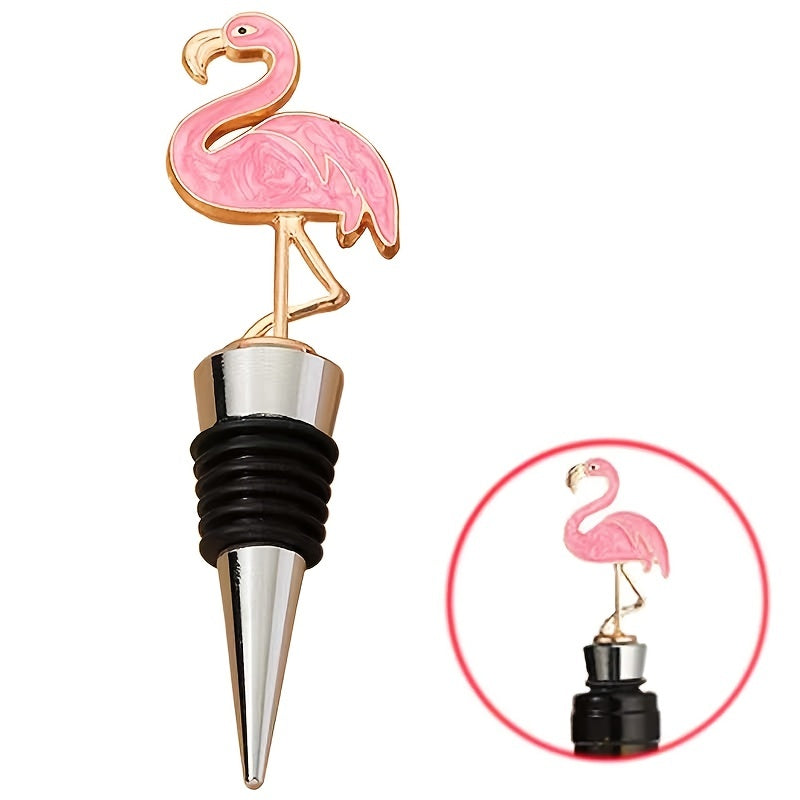 1 piece Flamingo Bottle Stopper for wine lovers and home bars, made of resin for decoration and gifting.