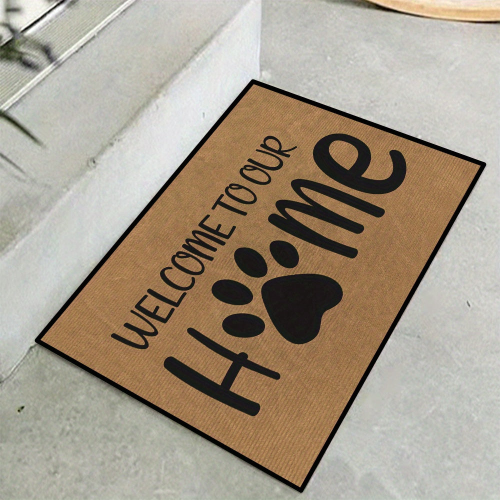 One-piece non-slip Welcome Door Mat designed for indoor and outdoor use. Machine washable and suitable for multiple areas such as family room, living room, kitchen, bedroom, farmhouse, hallway, and laundry room. Perfect for keeping your floors clean and