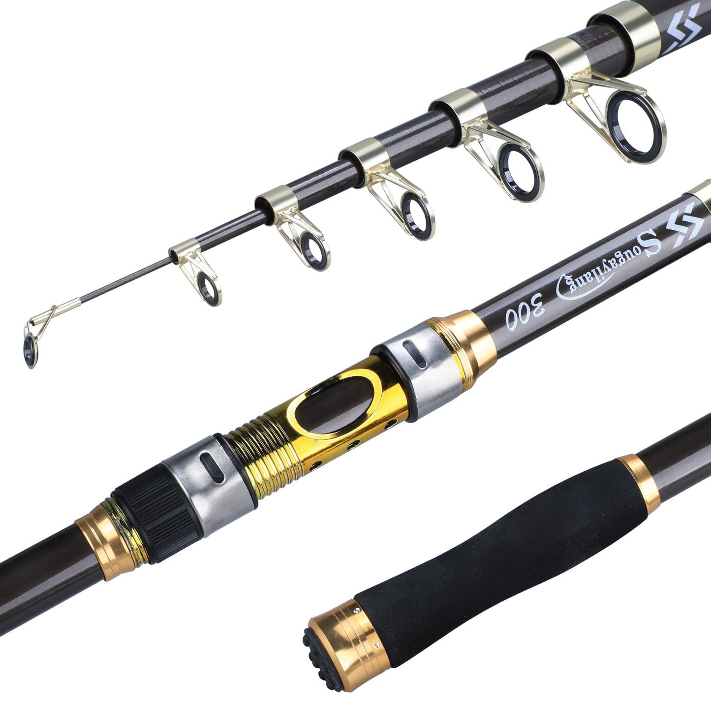 Sougayilang Ultralight Carbon Fiber Spinning Fishing Rod - Portable, Medium Action, Extendable Length, Comfort Grip Handle - Perfect for All Anglers