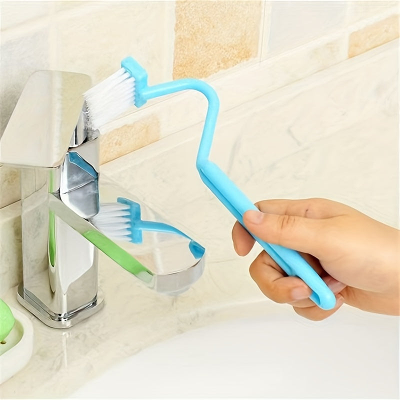 V-shaped 3pc toilet brush set with no dead corner cleaning brush for household bathroom use. Can hang on wall.