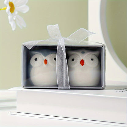 Set of 2 owl-themed ceramic salt and pepper shakers for outdoor picnics and BBQs, perfect for kitchen decor and gifting.