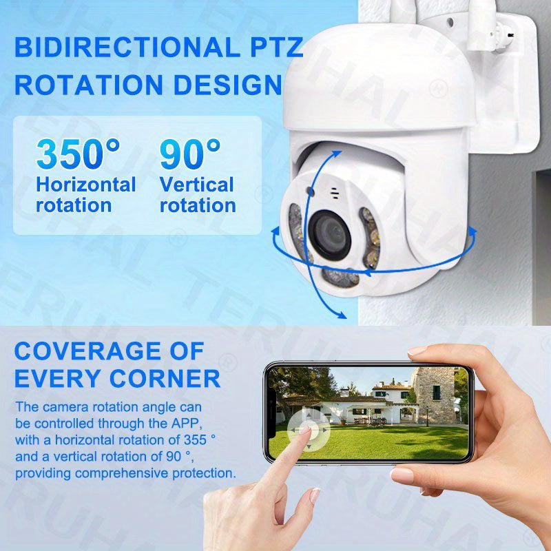 Experience high-quality outdoor surveillance with the 1pc Outdoor Wireless Security Camera. This camera offers 1080P Full HD resolution and a 360-degree panoramic view for comprehensive monitoring. Stay connected with the 2.4G WiFi connection and enjoy