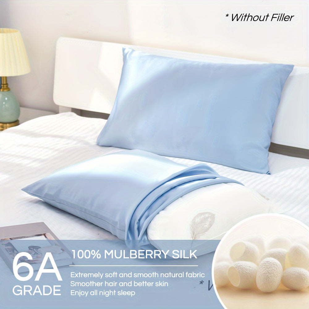 Luxurious Mulberry Silk Pillowcase with Soft Breathable Quilted Layers, Premium Quality Invisible Zipper Pillow Protector for Bedroom, Sofa, Dorm Room, and Home Decor. Pillow Core Not Included.