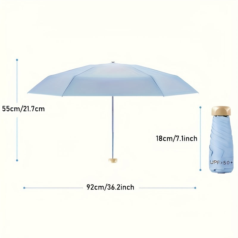 Stylish sun umbrella with golden handle, lightweight aluminum frame, windproof, UV protection, for all weather conditions.