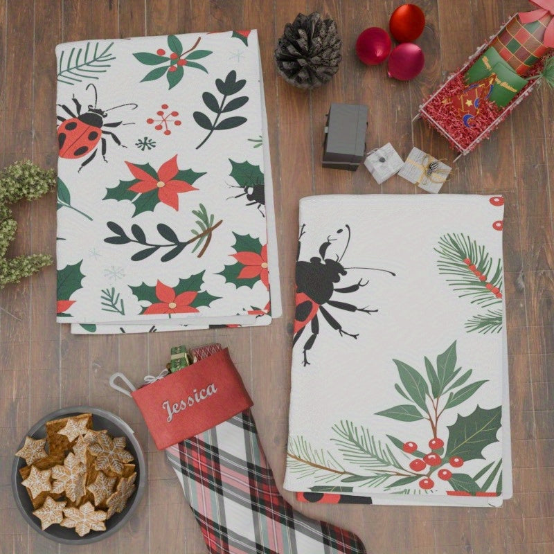 Get into the holiday spirit with this set of two 18*26 inch Christmas-themed kitchen towels. Perfect for adding a festive touch to your kitchen decor this wintertime. Ideal for gifting or keeping for yourself, these soft towels are sure to bring a merry