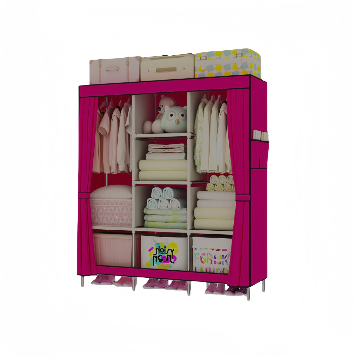 Easily Assembleable Portable Wardrobe Organizer Made of Durable Non-Woven Fabric, Comes in Various Colors, Extra Strong and Sturdy.