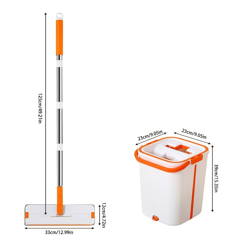 Get the best of both worlds with our 2-in-1 Dry and Wet Mop and Bucket Set Cleaner. This versatile household cleaning tool comes with 2 reusable mops and is suitable for use in the kitchen, bathroom, living room, and bedroom. No need to worry about