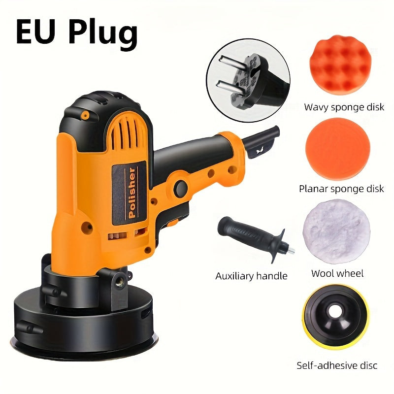 Compact EU plug mini polisher with adjustable power for smooth and shiny car finishes. Portable handheld electric polishing machine for home waxing and car supplies.