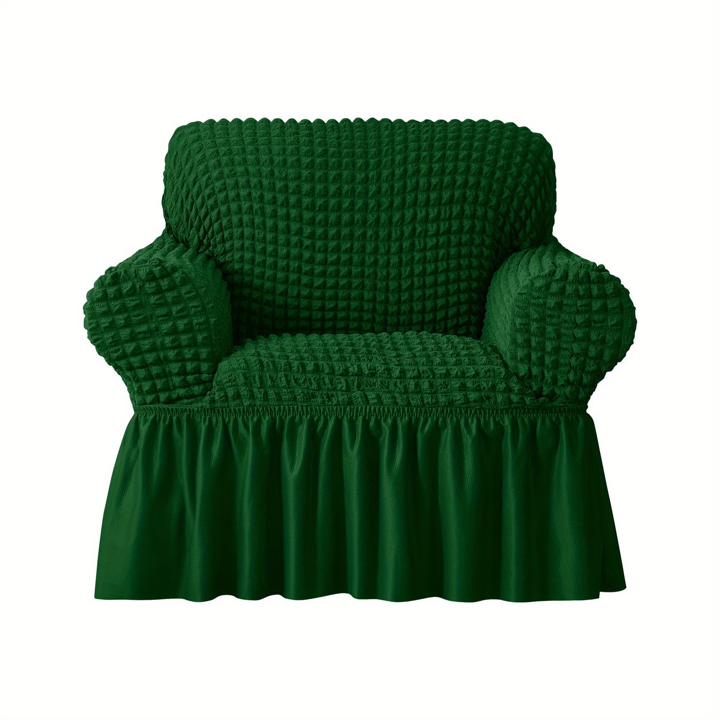 Seersucker sofa slipcover with skirt, non-slip, for home decor protection.