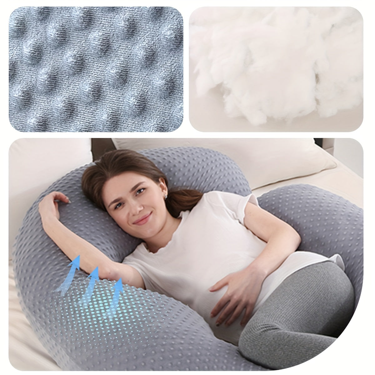 Ultra-Plush U-Shaped Pregnancy Pillow for Side Sleeping - Provides Gentle Waist Support, Ideal Present for Expectant Mothers during the Holidays like Christmas, Halloween, Thanksgiving, and Valentine's Day.