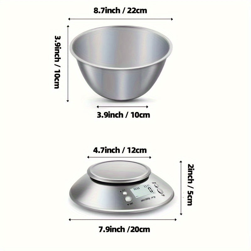 Precise Digital Kitchen Scale - Compact Stainless Steel Food Scale, 5.0KG/0.04oz Capacity, Perfect for Baking & Cooking, Battery Operated (AAA Batteries Not Included)