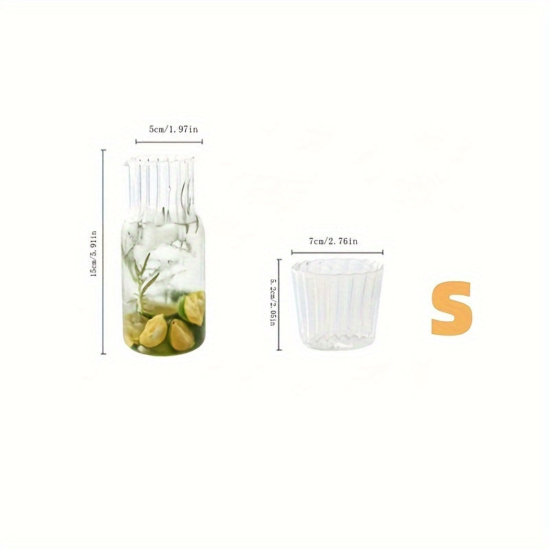 Elegant Glass Drinkware Set: Includes Transparent Water Bottle, Juice Pitcher, and Glass Straws - Perfect for Lemonade, Tea, Milk, and More! Great for Home, Office, School, Dorms, and Camping.