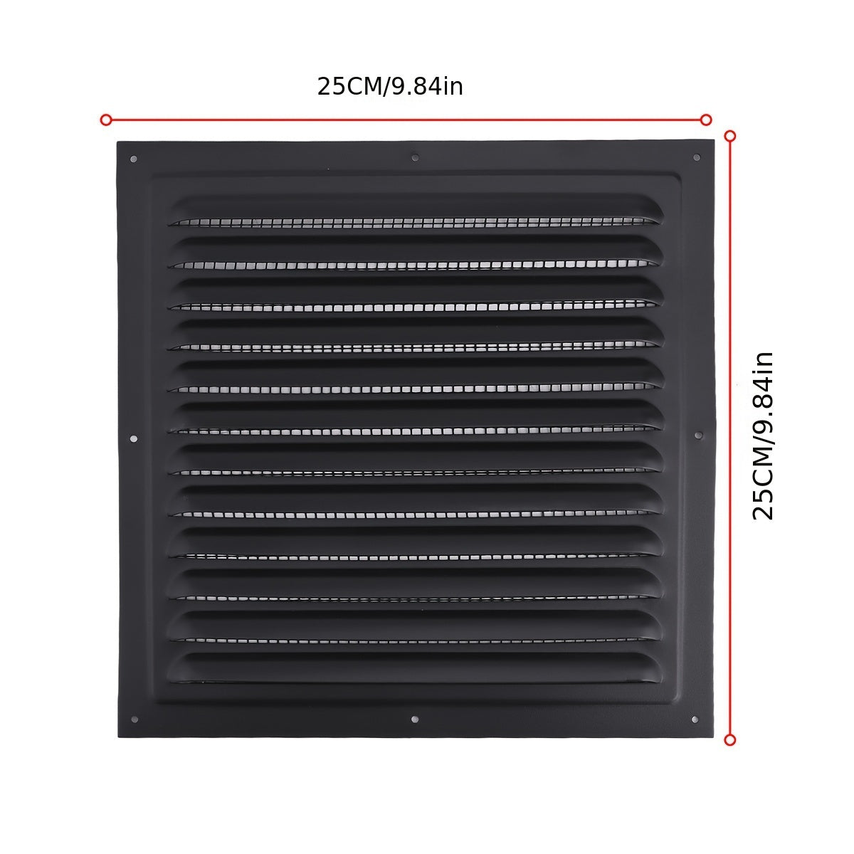 Havo ventilyatoringizni 25.4x25.4 sm o'lchamdagi alyuminiy grill bilan yopib qo'ying, bu AC tizimlari, HVAC va havo aylanishini yaxshilash uchun mukammal. Ushbu elektrsiz louverli shutter ventilyatsiya qopqog'i zaruriy aksessuardir.