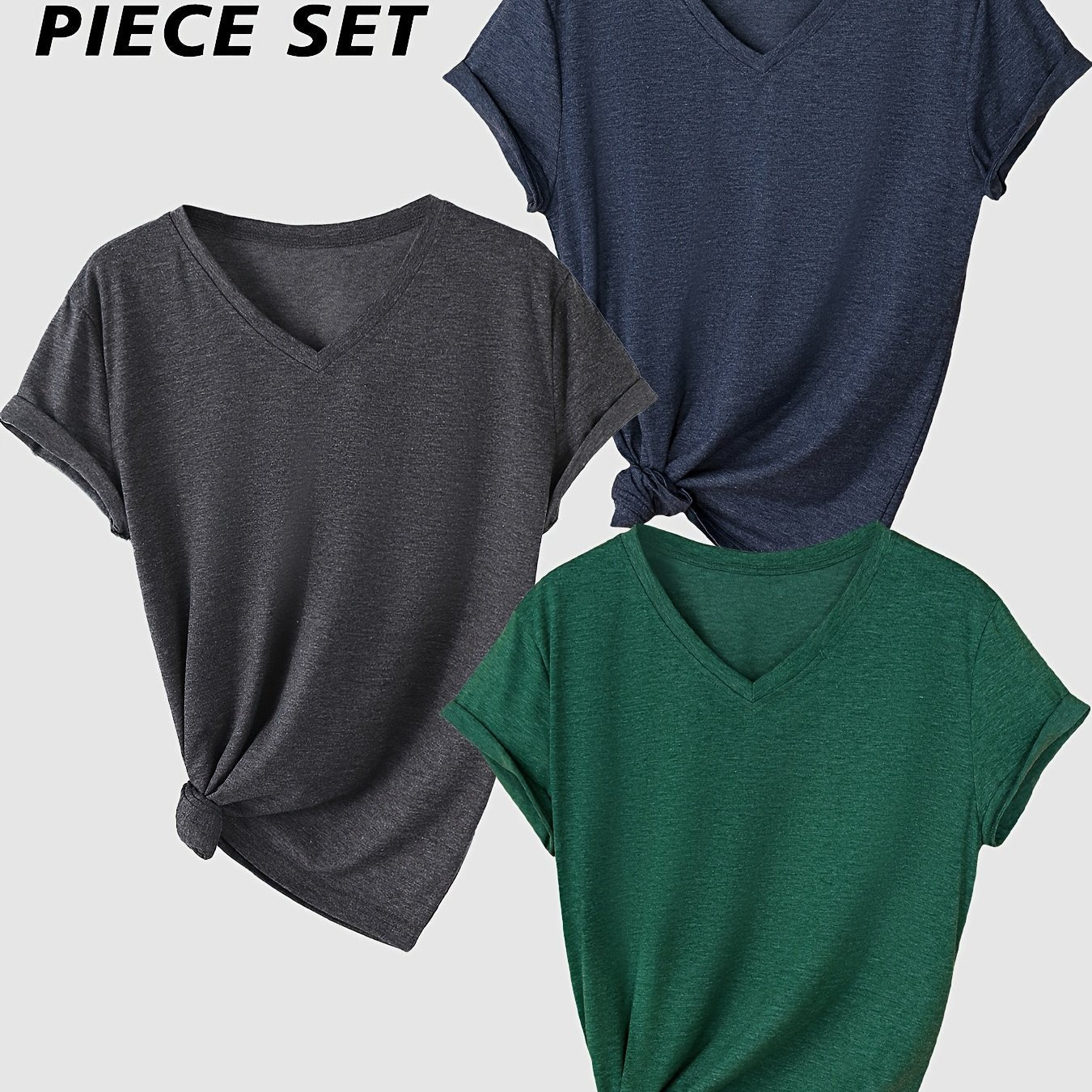 Short-Sleeve V-Neck Set