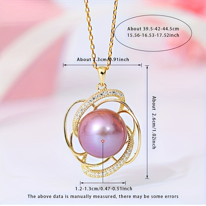 MUFAN Elegant Simple Style 925 Sterling Silver Freshwater Pearl Pendant Necklace featuring Natural June Birthstone. Perfect for daily wear and special occasions, comes in a lovely gift box. Brand Selection, 12-13mm size with Growth Marks and Shape and