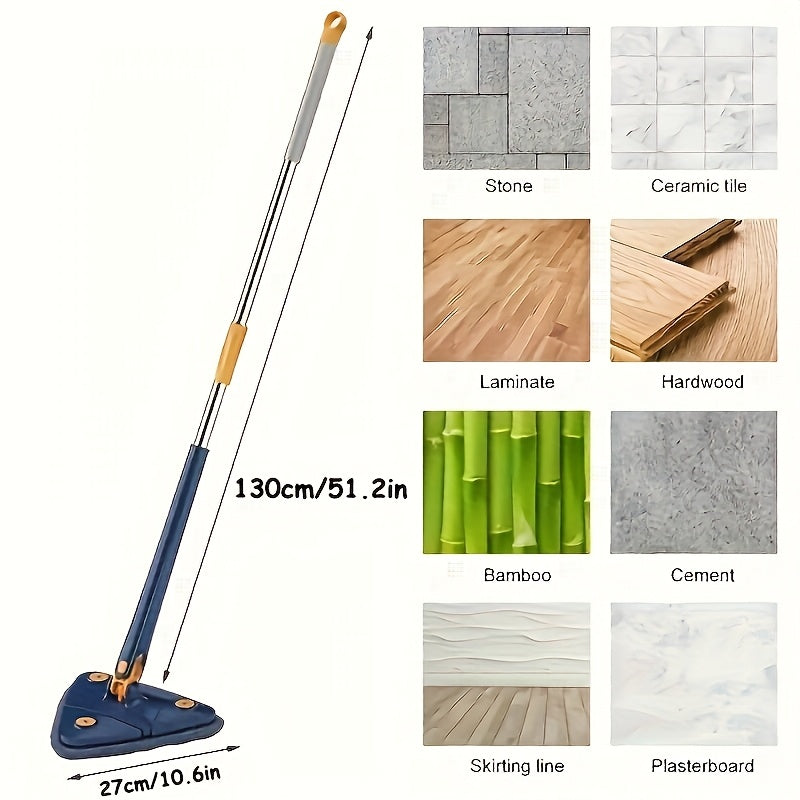 Set of 6 Triangle Mops with 5 Microfiber Pads - Versatile for Wet and Dry Cleaning, Perfect for Walls, Ceilings, and Glass - Ideal for Kitchen, Bathroom, Bedroom, and Living Room - Durable Stainless Steel Handle