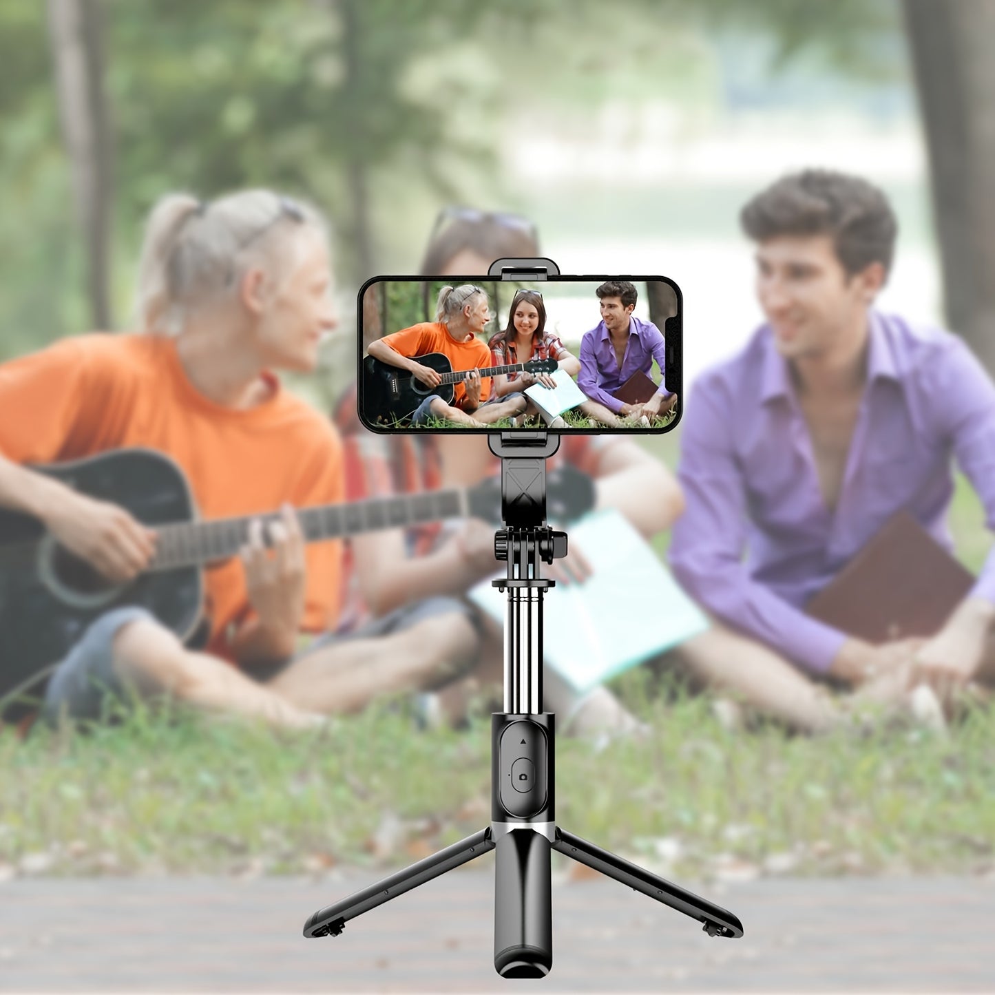 Extendable selfie stick tripod with wireless remote for various smartphones