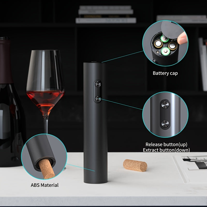 Cheer Moda Electric Wine Opener Set: Includes automatic spiral corkscrew, vacuum preservation & pouring accessory. Battery-powered (AA), ideal for holiday cheer.