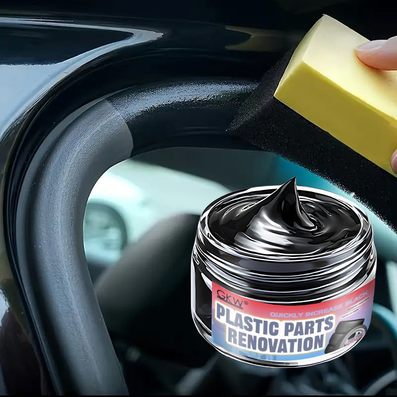 Black care and restoration wax for car interiors, tire restoration cream, plastic parts repair cream, whitening and blackening plate wax, rubber strip restoration cream, scratch repair