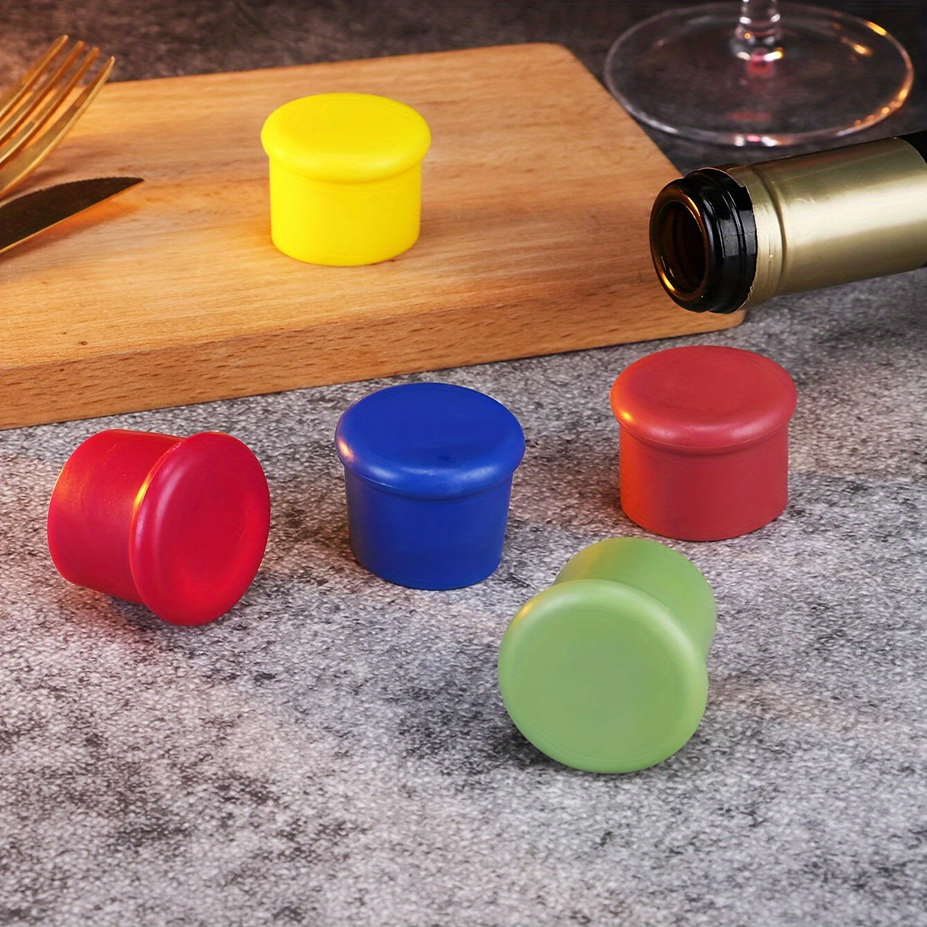 Silicone Wine Bottle Caps - Food Grade Multicolor, Leak-proof, Sealed Fresh-keeping Plug