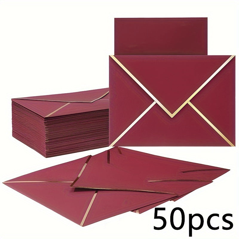 50/100pcs C6 Letter Envelope featuring Western-style design, gilded double-offset paper for Wedding Invitations.