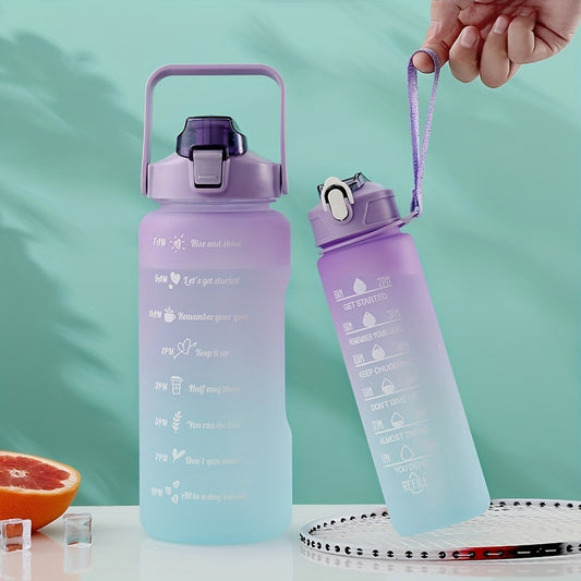 Large capacity water bottle with gradient color design, leak-proof and lightweight for outdoor use, great gift for friends and family.