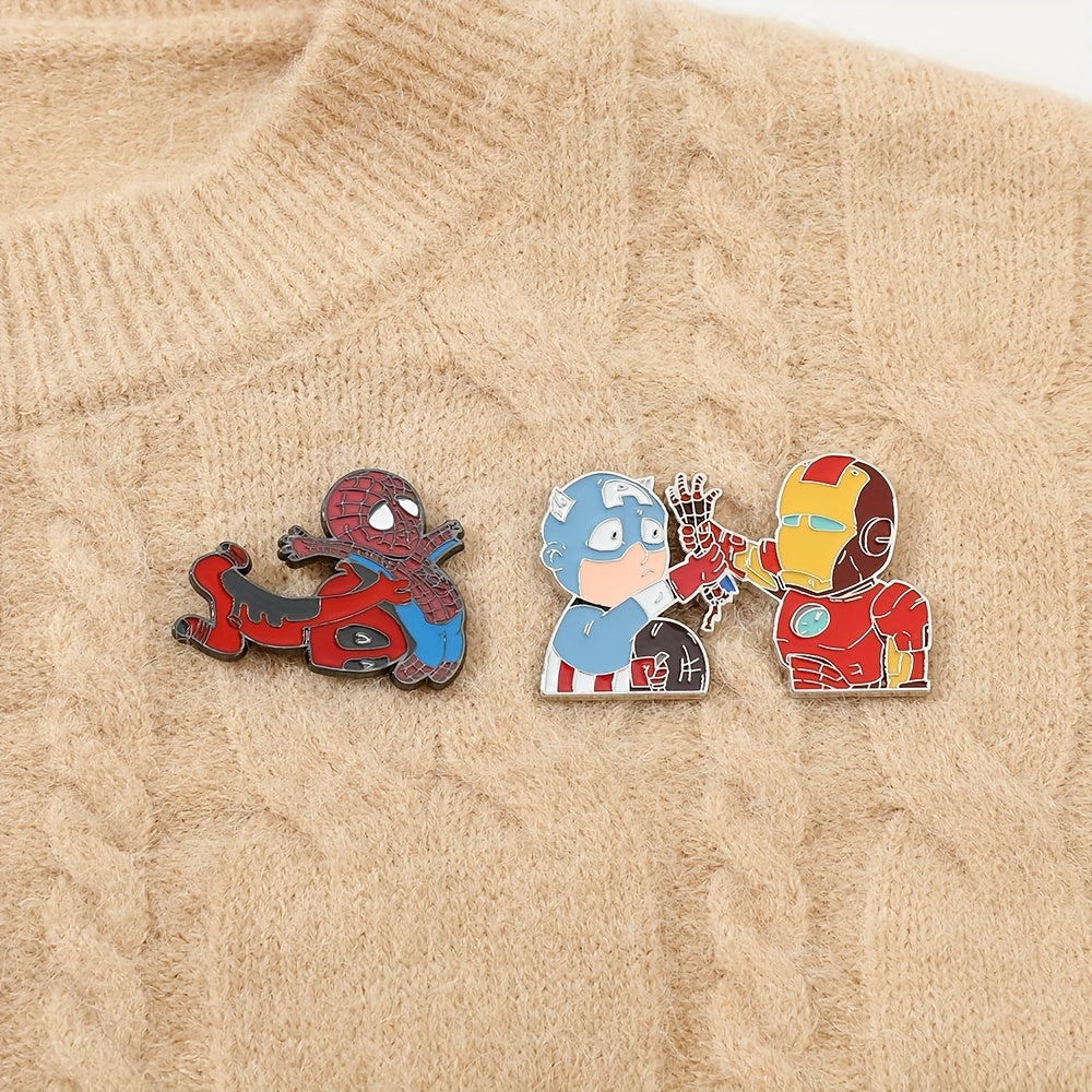 Two Cartoon Character Brooches: Cool Deadpool and Iron Man Enamel Pins - Metal Badges for Clothing, Backpacks, and More!