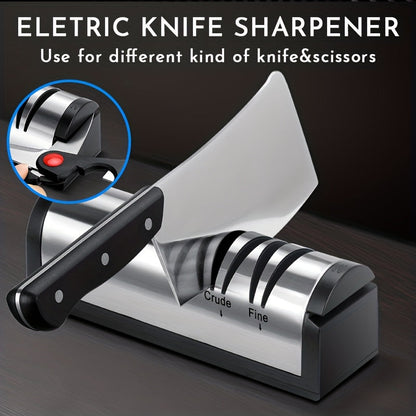 USB Electric Knife Sharpener, 3-in-1 Function, Powerful and Fast, Fully Automatic, Sharpen All Your Kitchen Knives with Ease. Perfect Addition to Your Kitchen Tools and Accessories.