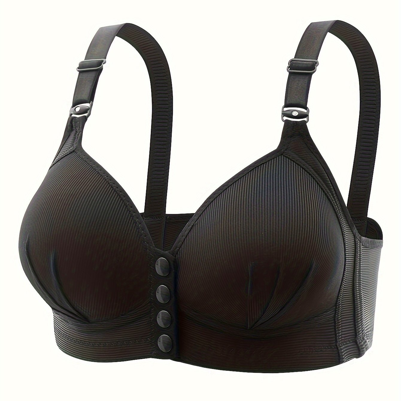 Wireless push up bra with front buckle, comfortable and breathable women's lingerie.