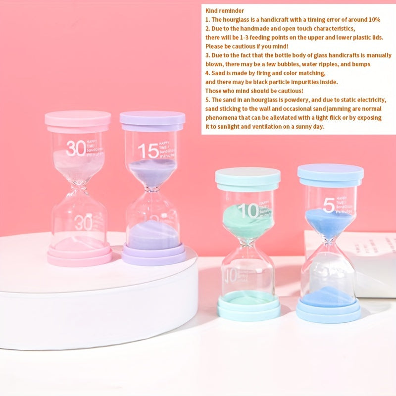 Vibrant Glass Sand Timer Set (5-30 Minutes) - Perfect for Games, Classroom, Home & Office Decor, Educational Tool for Kids, Available in 1pc or 4pcs, Stylish Home Accent