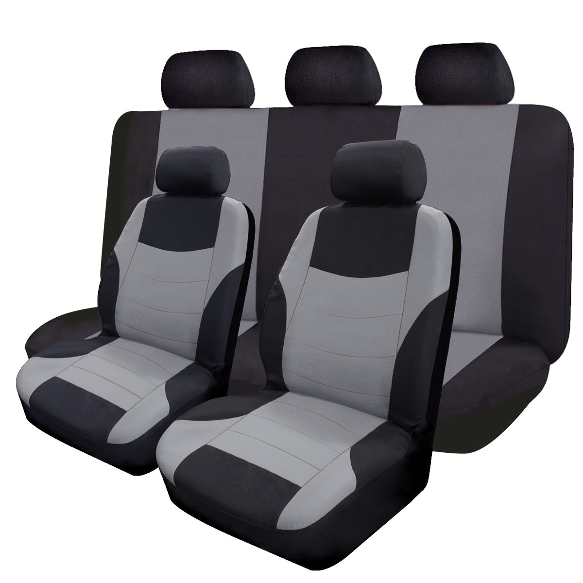 Polyester car seat cover set with sponge filler - breathable, comfortable, hand washable - suitable for all seasons.