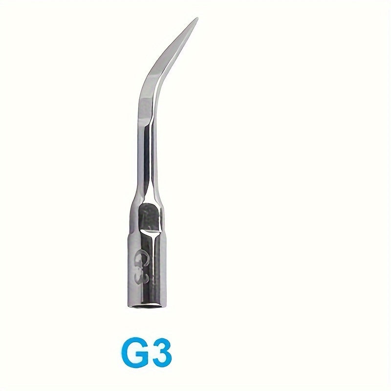 Stainless steel dental cleaner attachment for improved gum health, no battery needed.