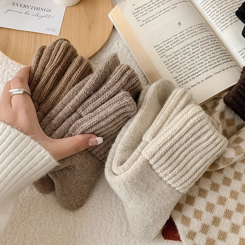 5 pairs of cozy terry socks for women, perfect for all occasions.