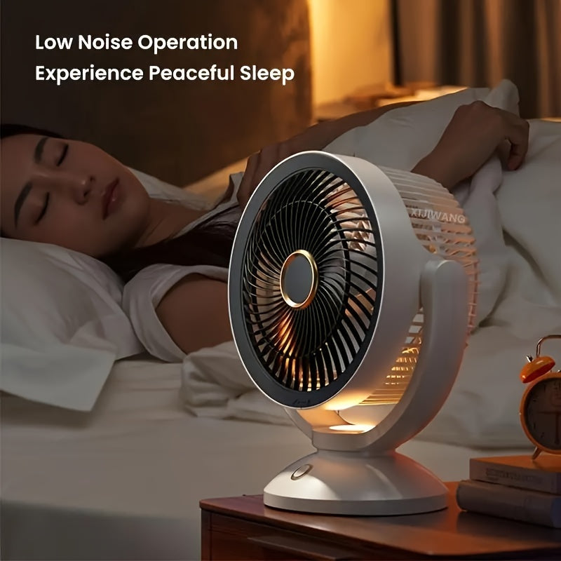 Household Desktop Fan with Adjustable Wind Speed and Night Light - 1pc Tabletop Air Circulation Fan for Office and Home