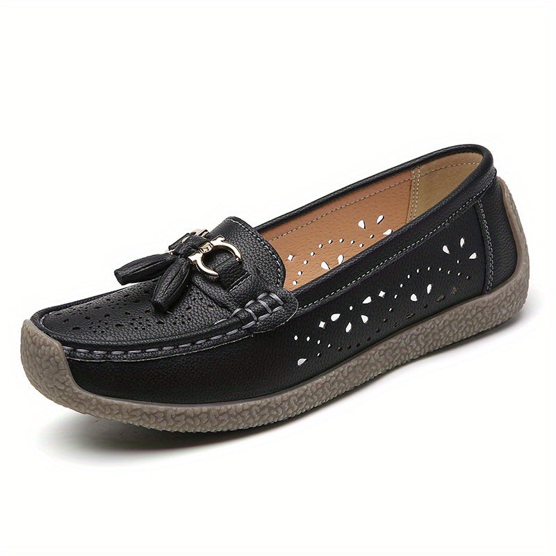 Breathable slip-on loafers with hollow and mental design, perfect for spring.