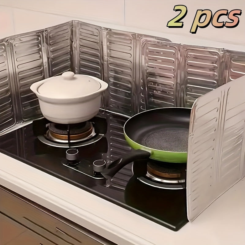 2 aluminum oil splash guards for the kitchen, providing stove heat insulation and anti-splatter protection.