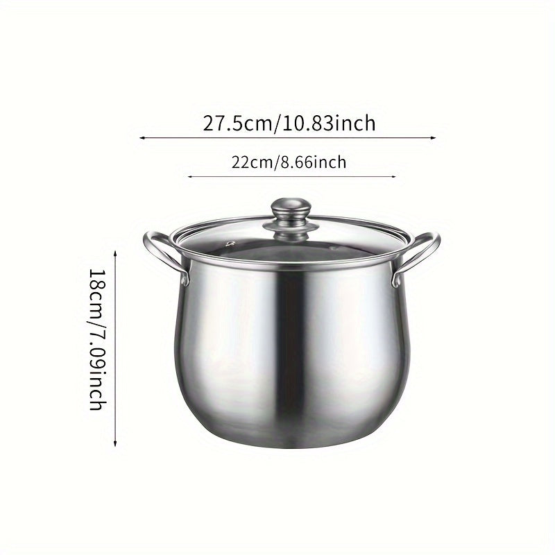 [Top Pick] High-Quality Stainless Steel Tall Soup Pot & Pan Set with Clear Glass Lid - Strong, Shiny Design for Home Cooking, Ideal for Soups & Stews