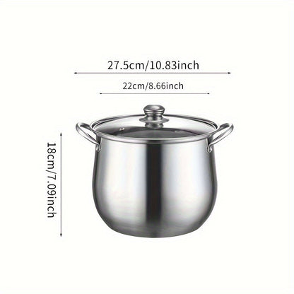 [Top Pick] High-Quality Stainless Steel Tall Soup Pot & Pan Set with Clear Glass Lid - Strong, Shiny Design for Home Cooking, Ideal for Soups & Stews