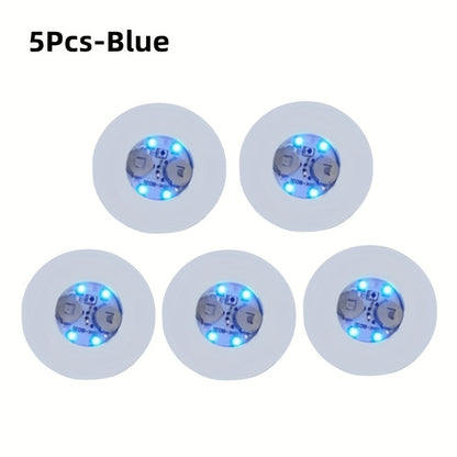 5pcs Plastic Luminous Coasters with LED lights for bars and nightclubs, creating a glowing atmosphere. Perfect for holding cups and as room or Halloween décor.