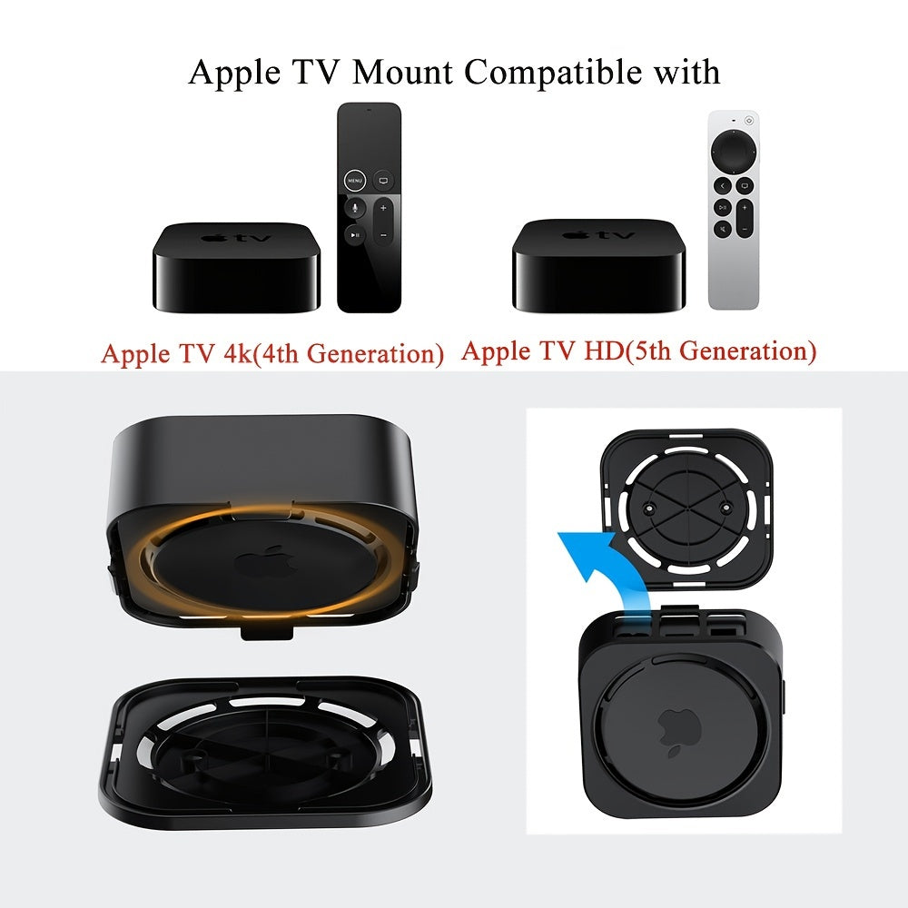 Apple TV 4th and 5th Generation Wall-Mounted Rack - Secure Anti-Theft Holder for Apple TV 4K and HD Models