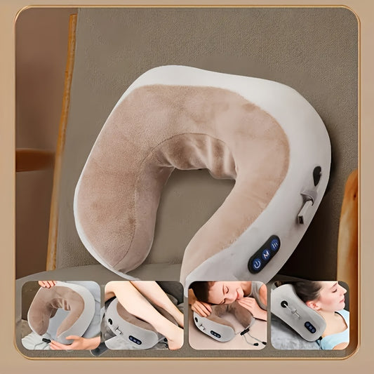 USB-powered rechargeable U-shaped neck massage pillow for home use, with multi-function electric kneading capabilities.