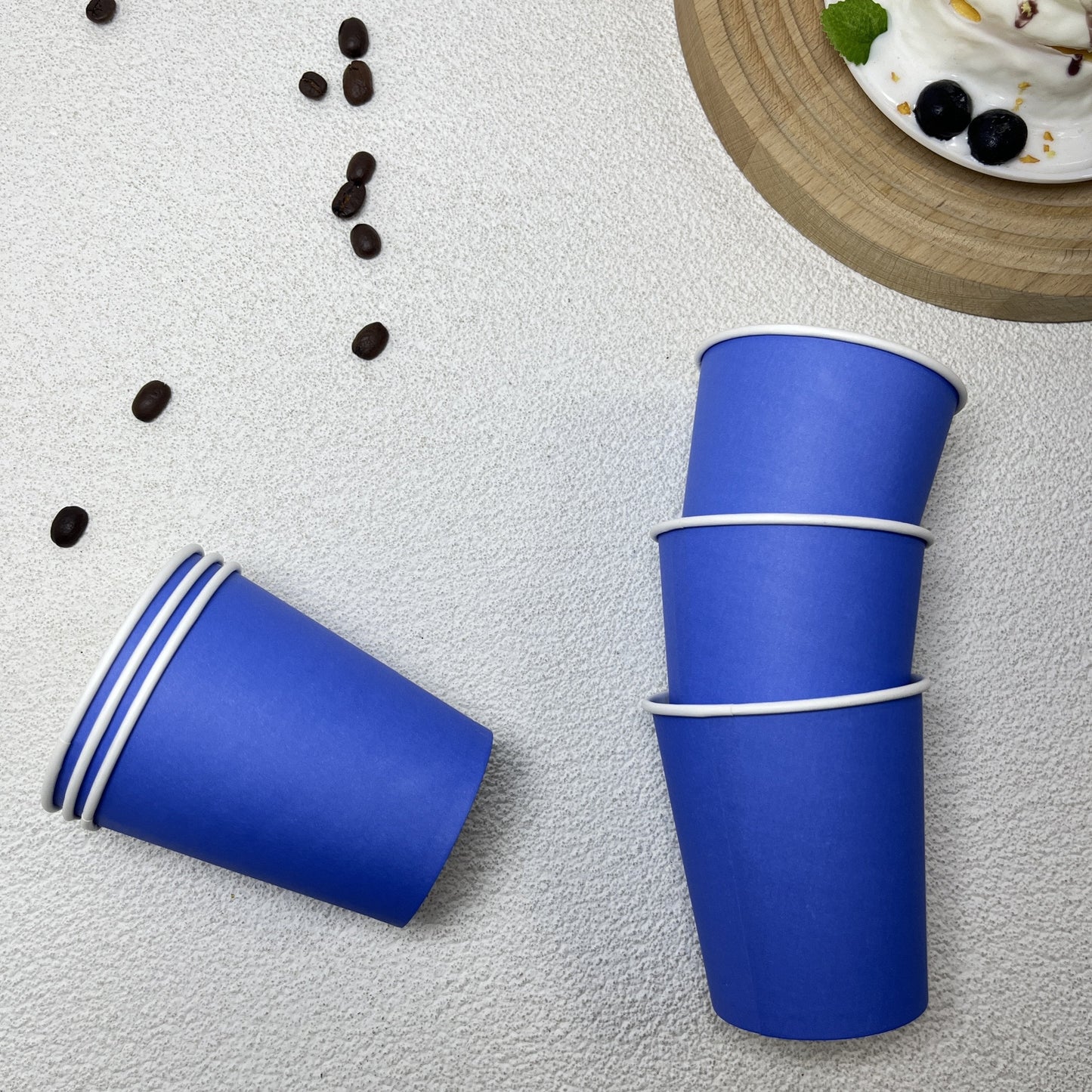 High-Quality Dark Blue Disposable Paper Cups - 7oz Size: Perfect for Coffee, Tea, Parties & Picnics - Thick Material for Anti-Scald Protection with Food Grade Approval