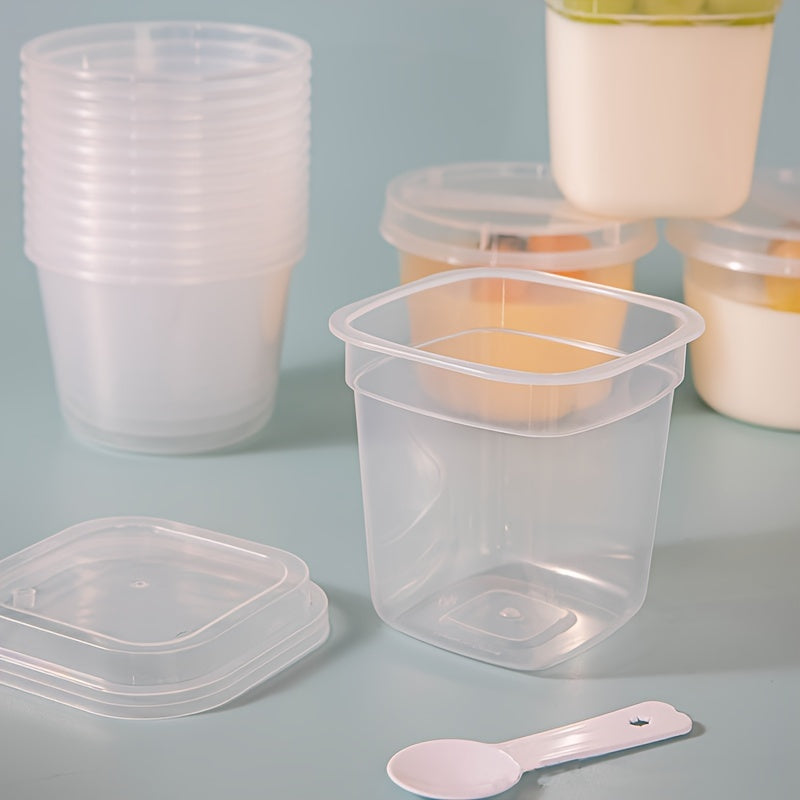 Set of 20 Reusable Plastic Dessert Cups with Lids & Spoons - Leakproof, BPA-Free for Serving Cakes, Puddings, Ice Cream - Ideal for Parties, Weddings, and Picnics