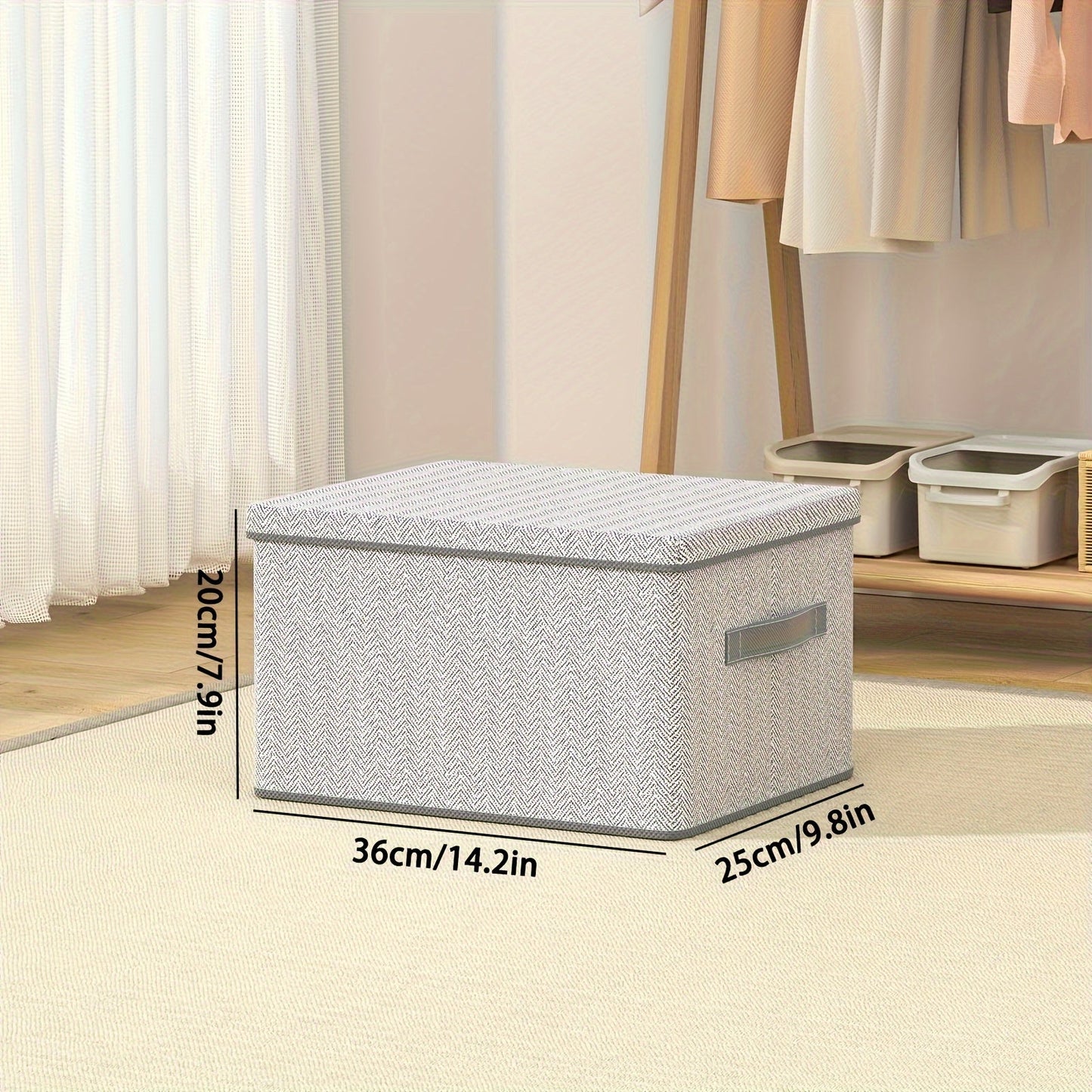 Space-saving storage box with lid by YOUFEN - made of non-woven fabric, great for organizing clothes, quilts, and toys in your bedroom or while traveling.