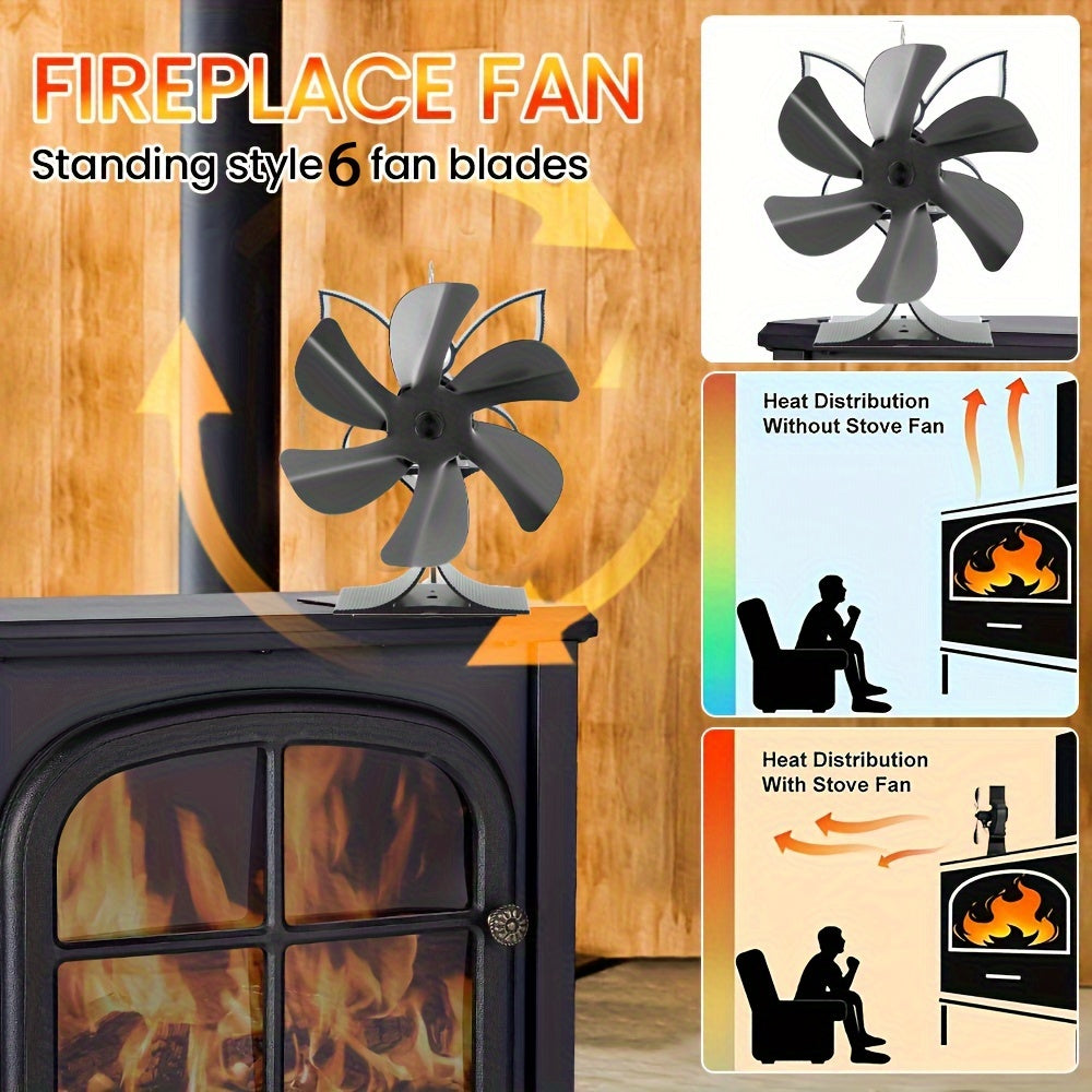 Enhance Heat Distribution with a Standing 6-Blade Wood Stove Fan - No Electricity Needed for Wood, Gas, or Log Burning Stoves