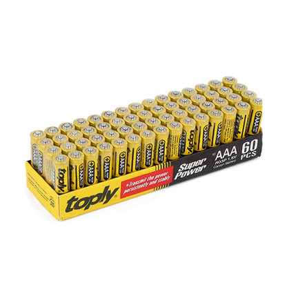 Toply 60-Pack AAA/AA Batteries, 1.5V Carbon Zinc Non-rechargeable, Compatible with various devices - Single Use